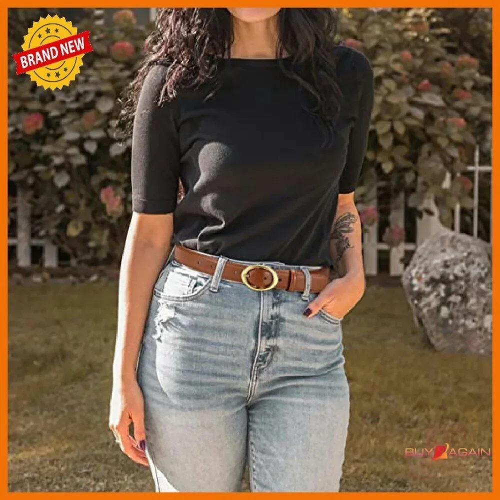 Premium Leather Belt with Gold Buckle for Jeans & Dresses